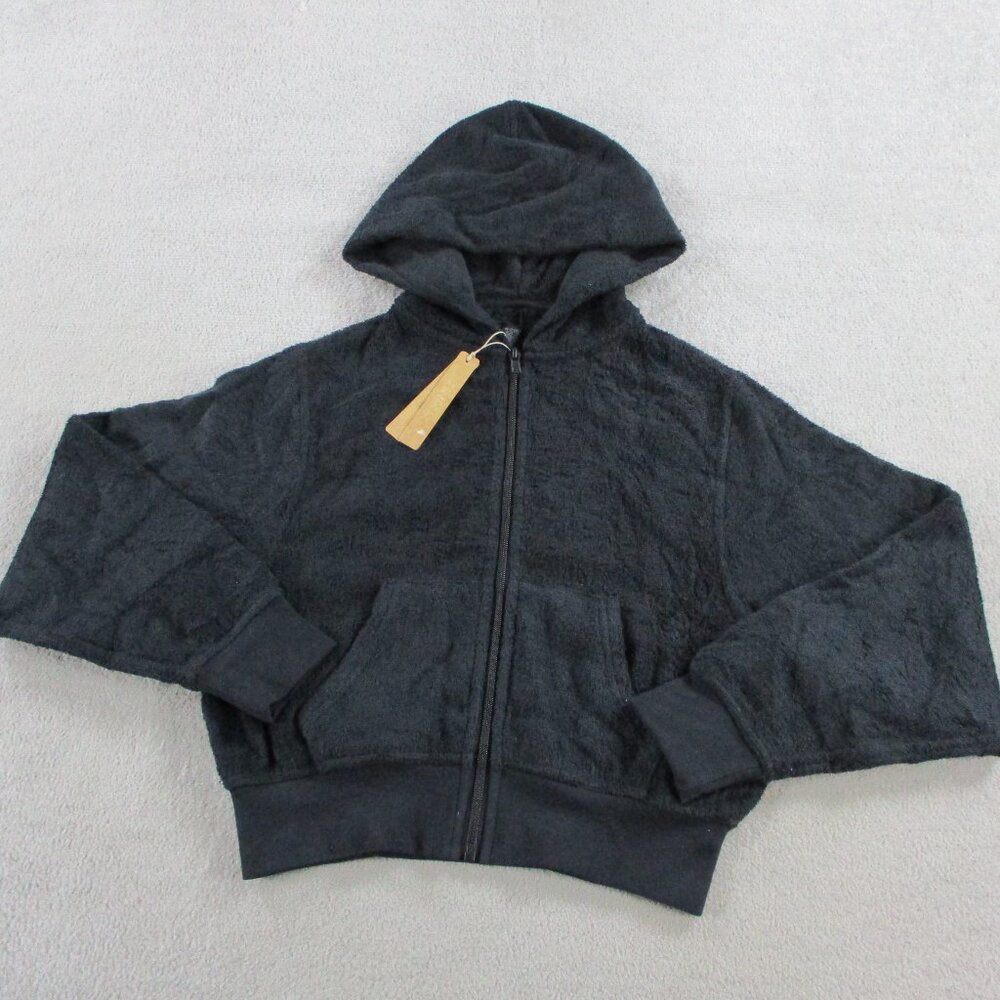 SKIMS Terry Cover-Ups Zip Up Hoodie Womens XS Onyx Black Swim Full Zip Cover Top - Picture 3 of 10